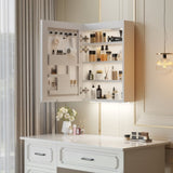 White Particleboard LED Mirror Cabinet , Acrylic Frame, 1 Door, 4 Shelves, with Time & 64671895