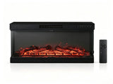EF-36 36-Inch Built-In Electric Fireplace Insert - 120V 1500W, Black Steel, 3-Side Glass, Adjustable 23840610
