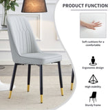 ZUN Light gray dining chairs and room chairs. PU material and metal legs, suitable for kitchen, W1151P147208