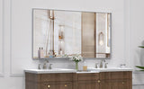 55"x30" Oversized Modern Rectangle Bathroom Mirror with Silver Frame Decorative Large Wall Mirrors W708P297404