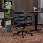 ZUN Office Chair,Mid Back Home Office Desk Task Chair with Wheels and Arms Ergonomic PU Leather Computer W1143133924