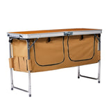 Outdoor Folding Camping Table with Storage Compartment, 4ft Portable Pinic Table with 3 Adjustable 93348545