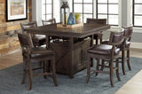 Rustic Aesthetic Dark Cherry Finish Counter Height Chair Set of 2 Wood Framed Nailhead Trim Faux B011P184615