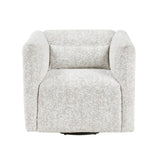 Modern Living Room Swivel Chair Beige Jacquard Fabric Upholstery Pillow Comfort Plywood Furniture B011P315600