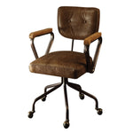 ZUN Vintage Whiskey Swivel Office Chair with Nailhead Trim B062P182752