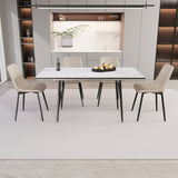 47"-63" extendable MDF modern dining and chair set, suitable for 2-6 people, white dining 32155640