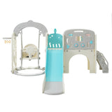 ZUN Toddler Slide and Swing Set 10 in 1, Kids Slide for Toddler Age 1-3 with Basketball Hoop, Kids Slide N710P176320C