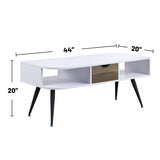 Rectangular Coffee Table with 1 Storage Drawer, White and Black B016P312874