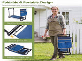 Blue 2-in-1 Garden Folding Stool Kneeler, 300LBS Capacity & Built-in Tool Pouch, Comfortable EVA 91592986