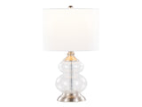 Belle 20" Contemporary Glass Accent Lamp in Clear Wrinkle Glass, Brushed Nickel and White Linen B202P224027