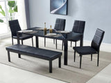 Simple Assembled Tempered Glass & Iron Dinner Table Black 00522385