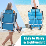 ZUN 63*65*82cm Short Oxford Cloth Silver White Aluminum Tube Bearing 100kg Beach Chair Blue 13123085