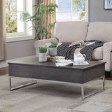 Rectangular Coffee Table with Lift Top, Gray Oak and Chrome B016P312974