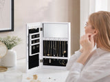 Jewelry Mirror Cabinet PVC Wood Grain Coating Photo Storage Damp-proof, White 95037170