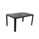 Modern Outdoor Aluminum Table with Alternating Wide Narrow Slats, Angled Corners, Umbrella Hole, W1886P272382