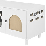 Furniture Style Cat Cabinet Cream white Cat litter box With Sisal scratching door Cat friendly N843P252373C