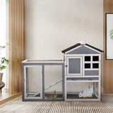 ZUN Indoor Outdoor Rabbit Hutch, Bunny Cage with Run, Pull Out Tray, Guinea Pig House for Small Animals, W2181P152979