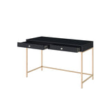 Black High Gloss and Gold 2-drawer Writing Desk B062P184559