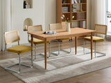 Mid Century Modern Dining Chairs Set of 2, Velvet Accent Chairs with Natural Cane Back & Stainless 97370969