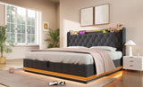 King size Upholstered, 360 surround LED function, Buttons/Apps/Remote Control, hydraulic storage N736P188808G