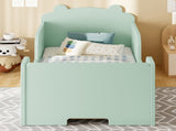 Toddler Floor Bed Frame, Cot Bed for Boys and Girls Ages 3-6, Bear Shape Toddler Bed, Green W1580P373256