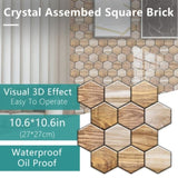 48 Pcs Hexagon Peel And Stick Backsplash Tile, Stick On Backsplash For Kitchen And Bathroom, Wood 45549744