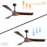 ZUN 52 Inch Modern Ceiling Fan With 3 ABS Blades Remote Control Reversible DC Motor Without Light For W882P146894