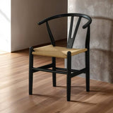 Black Wooden 2pc Side Chairs Dining Room Furniture Kitchen Dining Chair Woven Rope Seat Modern Style B011P312733
