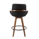Cosmo Mid-Century Counter Stool in Walnut and Black Faux Leather by LumiSource B202P222361