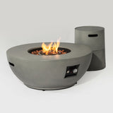 ZUN Steel Propane Fire Bowl Outdoor Round Propane Fire Pit with Tank Holder W853P193940