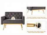 Gray Modern Tufted Velvet Accent Chair, Ergonomic Wide Seat Single Sofa Chair with Padded Armrests, 79130353