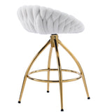 2pcs Teddy Velvet Gold-plated Iron Feet Bar Stool Weaving Style White With Swivel 54069283