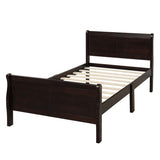 Wood Platform Bed Twin Bed Frame Mattress Foundation Sleigh Bed with Headboard/Footboard/Wood Slat WF192439AAP