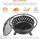 ZUN Fire Pit 36in Outdoor Wood Pits Wood Large Fire Bowl for Outside BBQ Bonfire Patio with W2837P197807