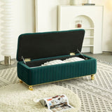 47.24''W Storage Ottoman,Upholstered Velvet Fabric Storage Ottoman with Safety Hinge, gold W579P224708