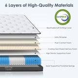 Queen Size Mattress,10 Inch Hybrid Mattress, Individually Pocketed Innerspring, Medium Firm W2889P310472