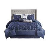 7 Piece Tufted Comforter Set Navy King B03596832