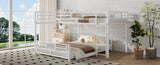 L-shaped Metal Twin over Full Size Bunk Bed, White N709P196510K