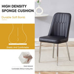 ZUN 2 modern dining chairs, smooth PU leather backrest and silver-toned metal legs for a comfortable W1151P183328