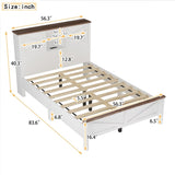 Farmhouse Platform Bed with Double Sliding Barn Door, Full Size Rustic Wood Bed with
Charging WF317943AAK