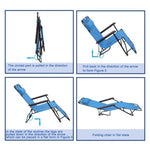 ZUN RHC-202 Portable Dual Purposes Extendable Folding Reclining Chair Blue 75407956