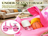 Kids Pink Foot-to-Floor Push Car Horn, Light & Music, Anti-Tip Backwards Device, Underseat Storage 77139462