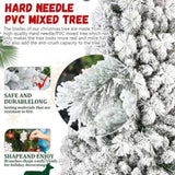 Artificial 8ft Flock Christmas Tree with 1445PVC/Hard Needle Mixed Branch Tips,Hinged Premium & 71774601