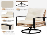 3 Pieces Outdoor Swivel Rocker Patio Chairs, Wicker Patio Bistro Set with 2 Rocking Chairs and 1 84665912
