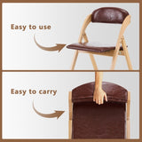 Set of 2 Wooden Folding Chairs with Padded Seats, Portable Simple Folding Chairs with Cushion for 87314134