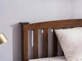 Cap, curved head and footboard, vertical decorative strips, painted surface, pine wood, brown, Twin 81185658