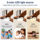 52" Flush Mount Ceiling Fan Solid Wood Blades Ceiling Fan With Light with Remote Control, Noiseless W1592P322639