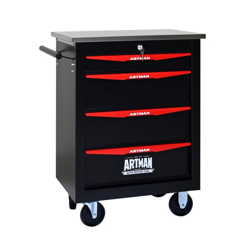 ZUN 4 Drawers Multifunctional Tool Cart with Wheels,Metal Rolling Tool Cart Storage for Garage Workshop W1102P245246