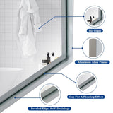 40x30inch Silver Rectangular Wall-mounted Beveled Bathroom Mirror,Square Angle Metal Frame Wall W2091126966