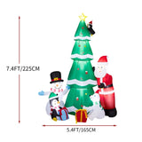 7.5FT Lighted Christmas Inflatable Decoration, Inflatable Christmas Tree with Santa and Snowman, 00586635